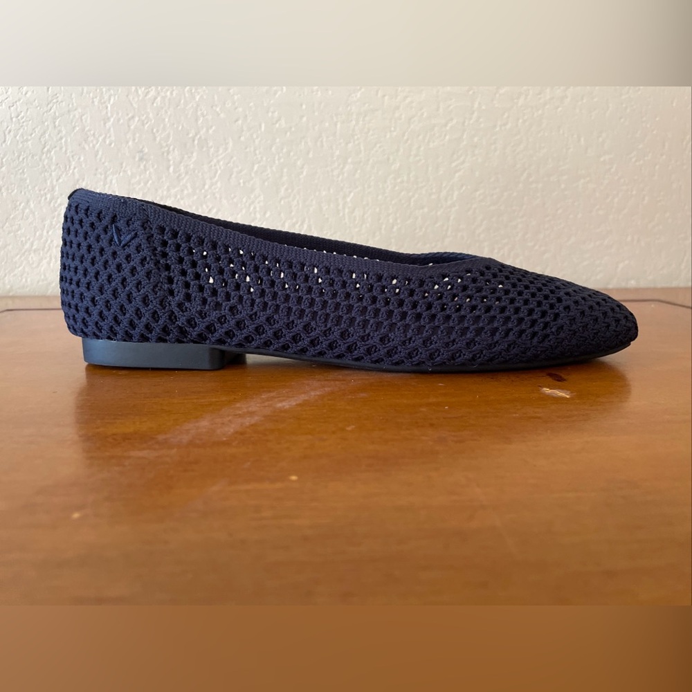 Vivaia Margot Square Toe V-Cut Flats Navy Knit Shoes Size 37.5 US Sz 7 VGC - Picture 7 of 14